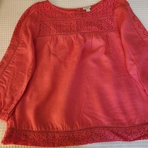 J Crew Factory Eyelet and Linen top size Medium
